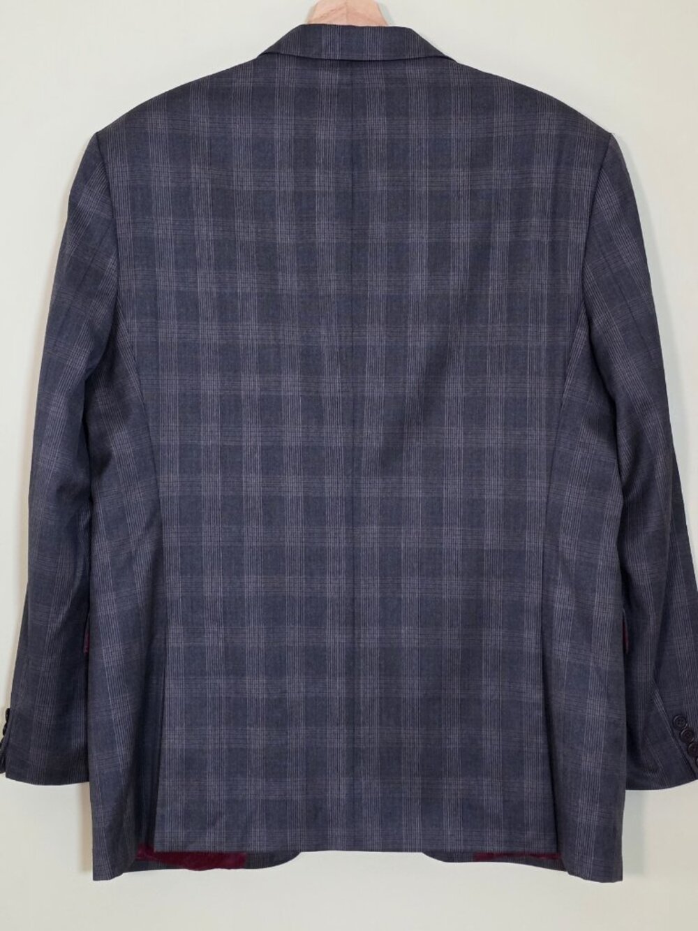 Sand Wool 100s Blazer Mens 52 L Gray Plaid Lined Single Breasted 2B Reda Fabric - Picture 2 of 16